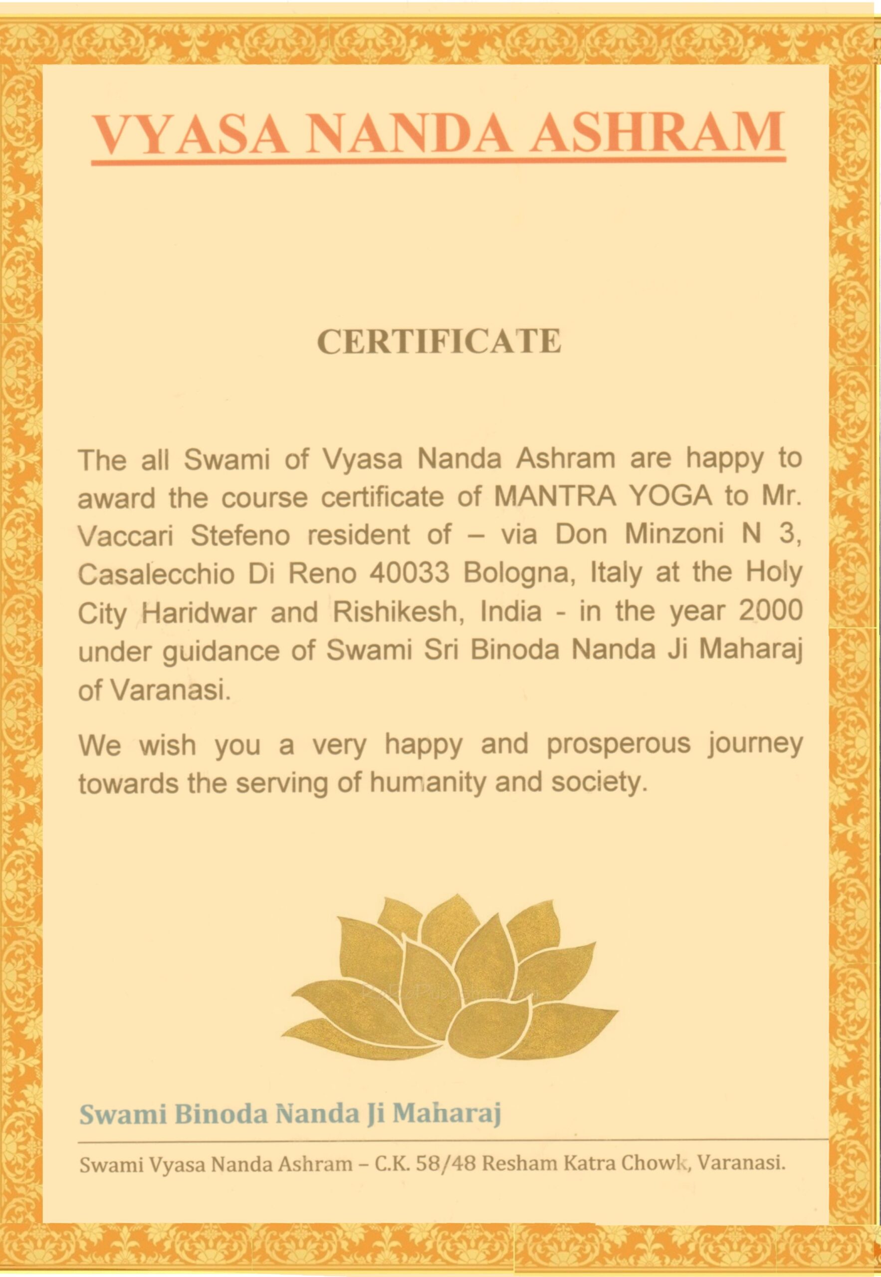 certificato bhakti new1